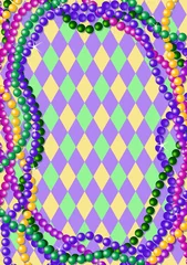 Gordijnen Mardi Gras beads background © Anna Velichkovsky