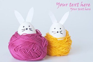 Decorative Easter bunny and cherry blossoms