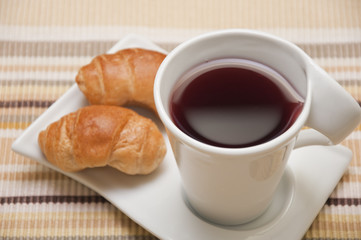 Tea and mini croissants
