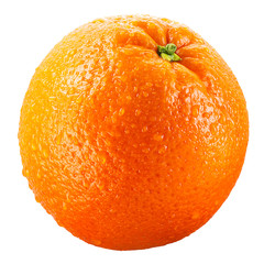 Wet orange fruit isolated on white with clipping path