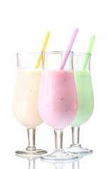 Milk shakes isolated on white