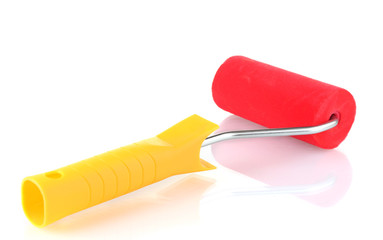 bright paint roller isolated on white