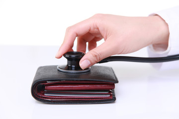 doctor examines a wallet