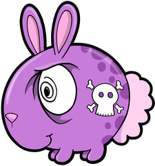 Tough Purple Bunny Rabbit Vector Illusration
