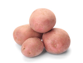 A small pile of potatoes pink isolated on white background