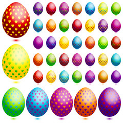 Set Of 42 Easter Eggs Hearts Colour
