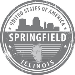 Stamp with name of Illinois, Springfield, vector