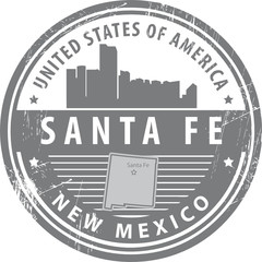 Obraz premium Znaczek z nazwą Nowego Meksyku, Santa Fe, wektor