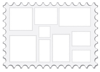 set of blank post stamps vector illustration