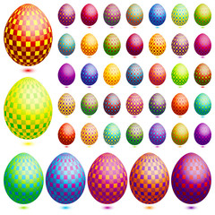 Set Of 42 Easter Eggs Check Pattern Colour