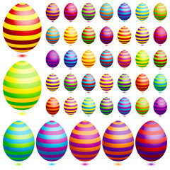 Set Of 42 Easter Eggs Stripes Colour