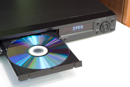 DVD player with an open tray