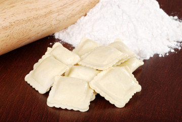 Fresh uncooked ravioli