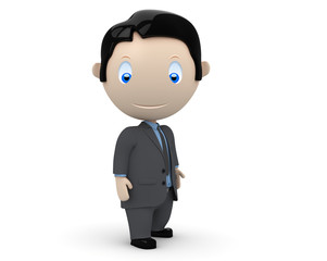 Social 3D characters: happy young business man stands still