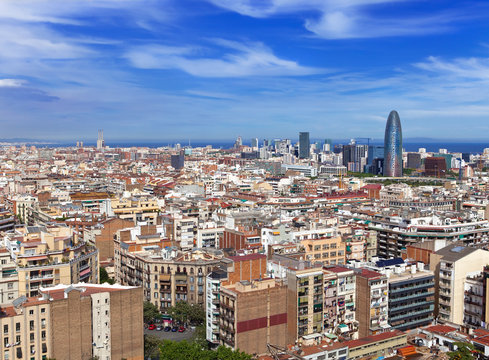 Aerial view of Barcelona..