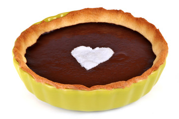 Tarte au chocolat et coeur de sucre