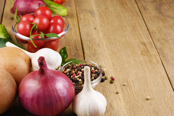 Vegetables, oil and spices