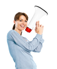 Junge Frau mit Megaphone