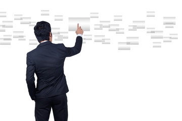 Businessman pushing.