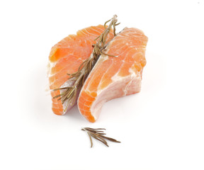 Raw Salmon Fish Fillet with rosemary