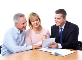 Senior couple with financial adviser.