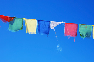 Colorful prayer flags in Himalayas, Nepal