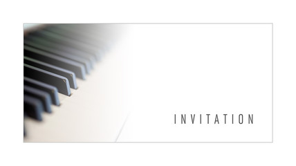 Invitation, carte, carton, marketing, promotion, piano, musique