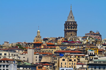 Fototapeta na wymiar Galata Tower (Galata Kulesi w języku tureckim) Stambuł
