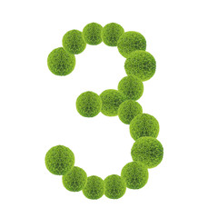 chiffre 3 buis boule