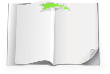 conceptual image of blank pages with an arrow