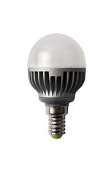 LED energy safing bulb. G45 E14. Isolated object