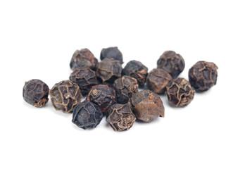 black pepper macro isolated on  white