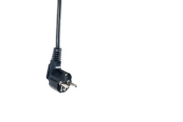 black electric plug isolated on white background