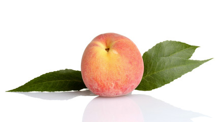 Fresh peaches isolated on white