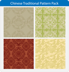 vector pack with four chinese traditional pattern - seamless