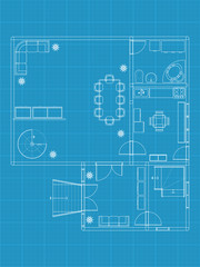 Detailed vector illustration of architectural blue prints