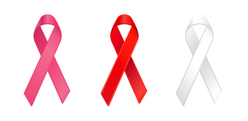 AIDS/heart disease, and lung cancer awareness ribbons