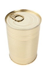 Aluminum can on white background