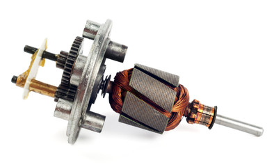 Electric motor rotor isolated on white