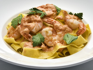 Crab and shrimp fettucine