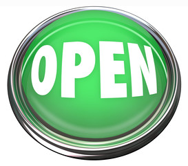 Open Round Green Button Opening Business or Press to Start