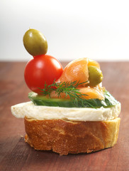 Canapes with smoked salmon