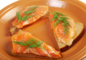 Canapes with smoked salmon