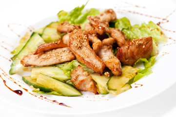 Grilled chicken salad on white