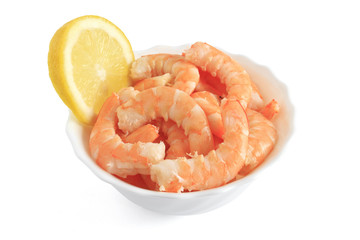 bowl with shrimps and lemon - ciotola con gamberi