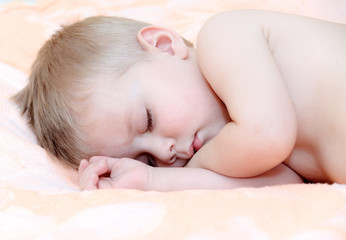 close-up portrait of a beautiful sleeping baby