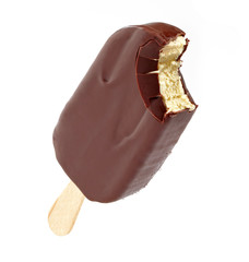 Ice cream covered with chocolate