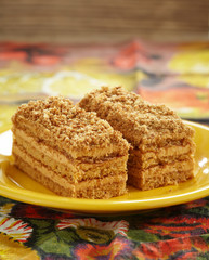 two slices of honey cake