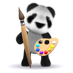3d Panda bear prepares to paint a picture © Steve Young