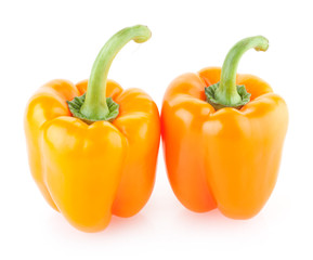 orange paprika peppers isolated on white background